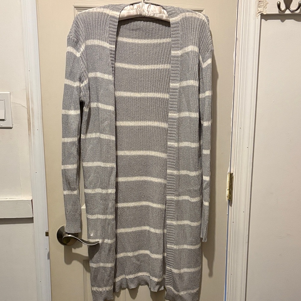 Striped Gray and White Women's Sweater